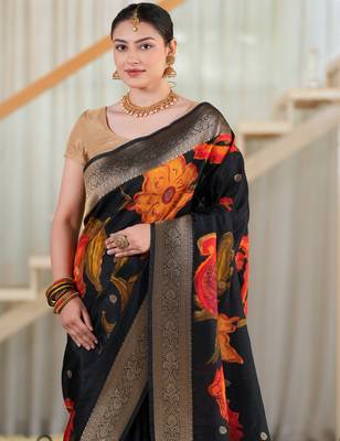 hema tussar with flower print hand embroidery 3