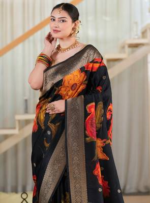 hema tussar with flower print hand embroidery 4
