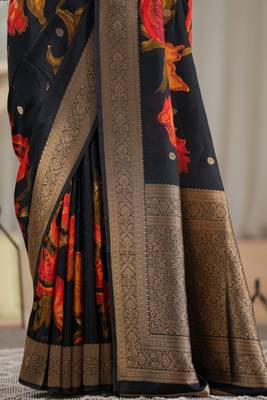 hema tussar with flower print hand embroidery 5