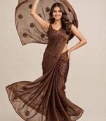 Premium satin saree with coffee bead flower  butti work