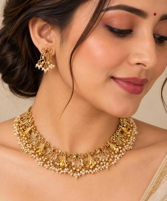 Multicolor polki gold-plated necklace set 1
