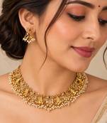 Multicolor polki gold-plated necklace set