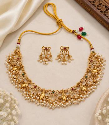 Multicolor polki gold-plated necklace set 2