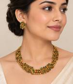 Green gold-plated traditional necklace set