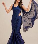 Partywear satin saree with coffee bead floral butti work