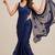 Partywear satin saree with coffee bead floral butti work