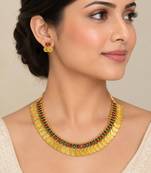 Multicolor gold-plated coin statement necklace set