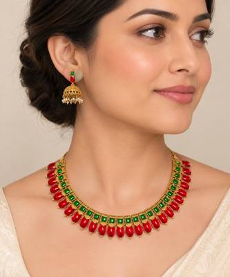Multicolor gold-plated traditional necklace set 1