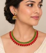 Multicolor gold-plated traditional necklace set