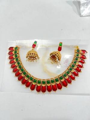 Multicolor gold-plated traditional necklace set 2