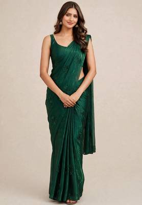 Stylish satin saree with coffee bead floral butti work 3