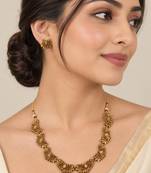 Elegant gold-plated festive lotus necklace set