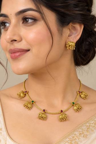 Multicolor gold-plated heritage necklace set