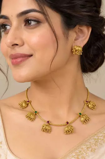 Multicolor gold-plated heritage necklace set