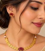 Ruby gold-plated traditional necklace set