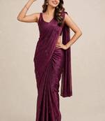 Premium satin saree with intricate coffee bead floral work