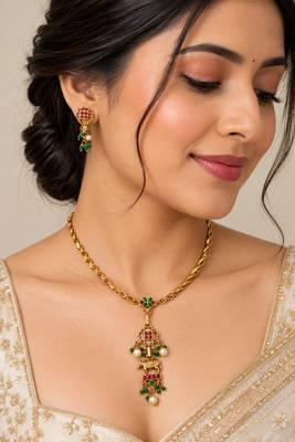 Multicolor gold-plated festive necklace set 1