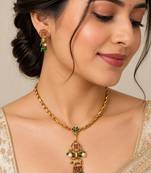 Multicolor gold-plated festive necklace set