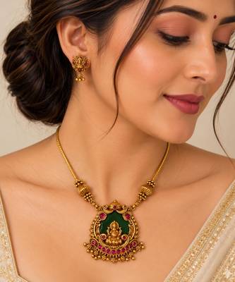 Multicolor gold-plated ethnic necklace set 1