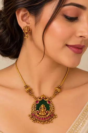 Multicolor gold-plated ethnic necklace set