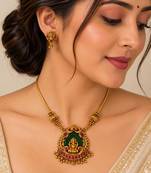 Multicolor gold-plated ethnic necklace set