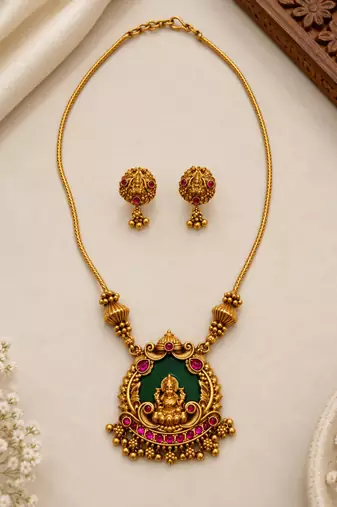 Multicolor gold-plated ethnic necklace set