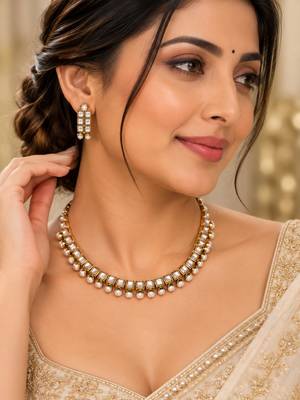 White gold-plated traditional necklace set 1