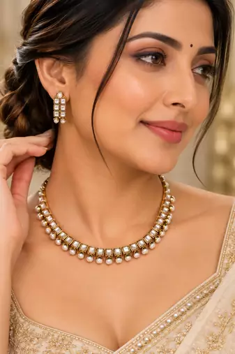 White gold-plated traditional necklace set