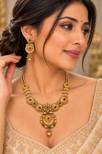Multicolor gold-plated occasion necklace set