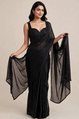 Premium satin saree with designer floral bead work blouse