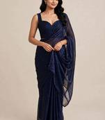 Elegant satin saree with embellished designer blouse