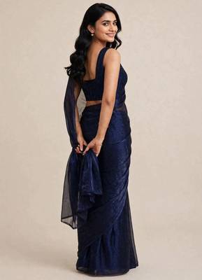 Elegant satin saree with embellished designer blouse 5