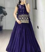 Trijal Fab Women's Shimmer Silk Embroidered Stitched Lehenga Choli Set