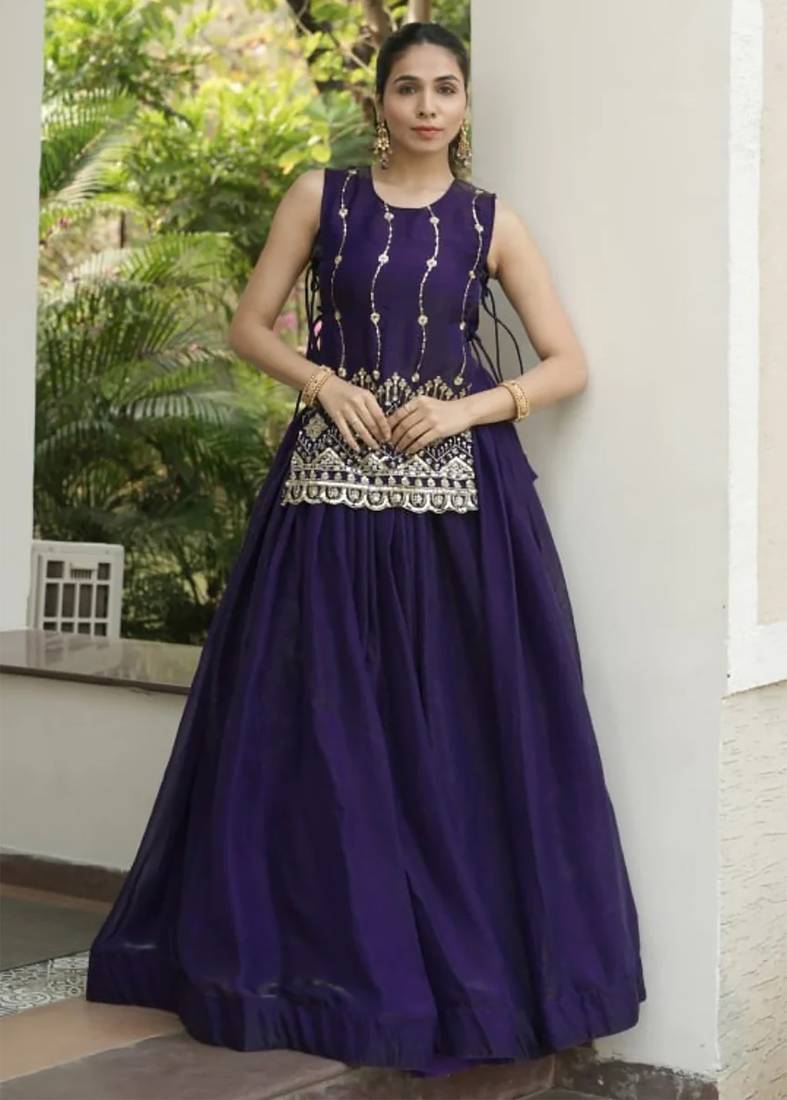Trijal Fab Women's Shimmer Silk Embroidered Stitched Lehenga Choli Set
