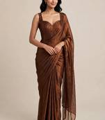 Designer satin saree with floral embellished blouse