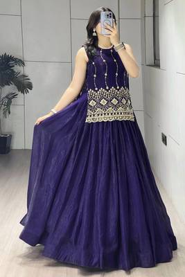 Trijal Fab Women's Shimmer Silk Embroidered Stitched Lehenga Choli Set 4