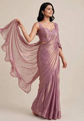 Rich satin saree with elegant floral bead work blouse 4