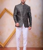 Black  imported jacquard fabric jodhpuri for men