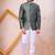 Green imported jacquard fabric jodhpuri for men
