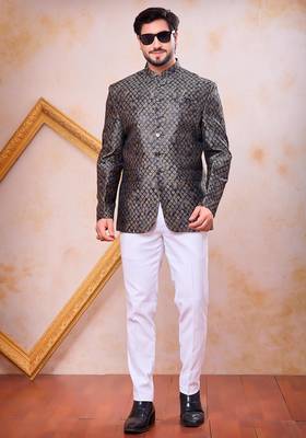 Black  imported jacquard fabric jodhpuri for men 2