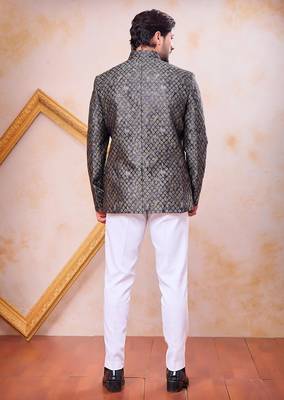 Black  imported jacquard fabric jodhpuri for men 3