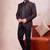 Brown & black imported jacquard fabric 3 piece jacket jodhpuri for men