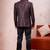 Brown & black imported jacquard fabric 3 piece jacket jodhpuri for men