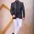 Grey & black imported jacquard fabric 3 piece jacket jodhpuri for men