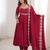 Maroon roman silk blend gown set with chanderi dupatta