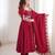Maroon roman silk blend gown set with chanderi dupatta