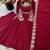 Maroon roman silk blend gown set with chanderi dupatta