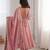 Pink roman silk blend gown set with chanderi dupatta