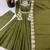Olive green roman silk blend gown set with chanderi dupatta