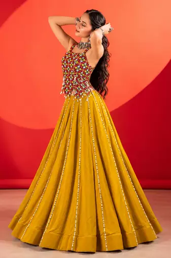 Mustard Color Beautiful Navratri Chaniya Choli With Fancy Blouse